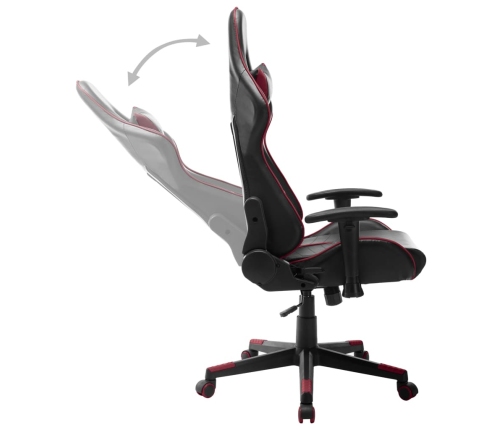 Silla de gaming de cuero sintético negro y rojo tinto