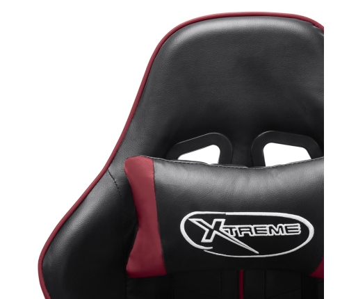 Silla de gaming de cuero sintético negro y rojo tinto