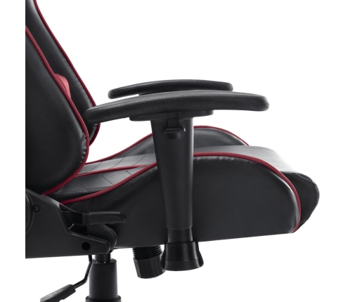 Silla de gaming de cuero sintético negro y rojo tinto