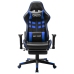 Silla de gaming con reposapiés cuero sintético negro y azul