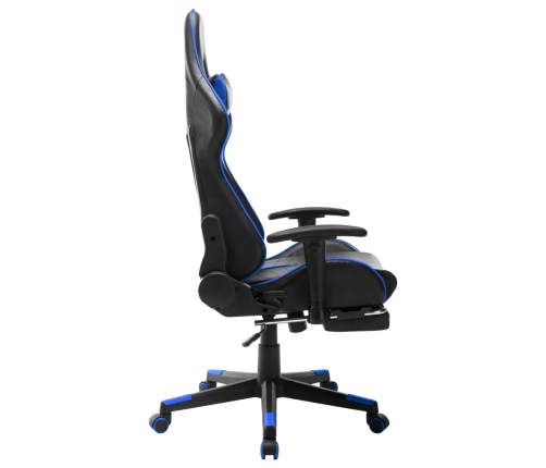 Silla de gaming con reposapiés cuero sintético negro y azul