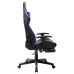 Silla de gaming con reposapiés cuero sintético negro y azul