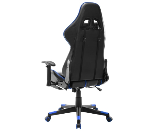 Silla de gaming con reposapiés cuero sintético negro y azul