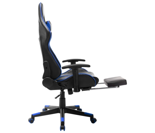 Silla de gaming con reposapiés cuero sintético negro y azul