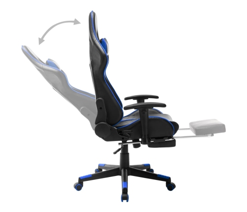 Silla de gaming con reposapiés cuero sintético negro y azul