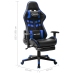 Silla de gaming con reposapiés cuero sintético negro y azul