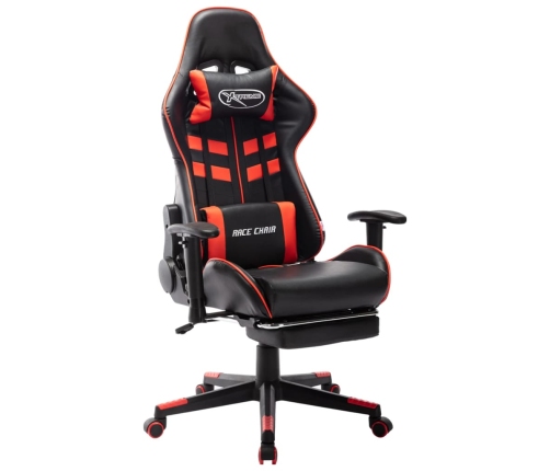 Silla de gaming con reposapiés cuero sintético negro y rojo