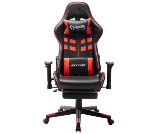 Silla de gaming con reposapiés cuero sintético negro y rojo