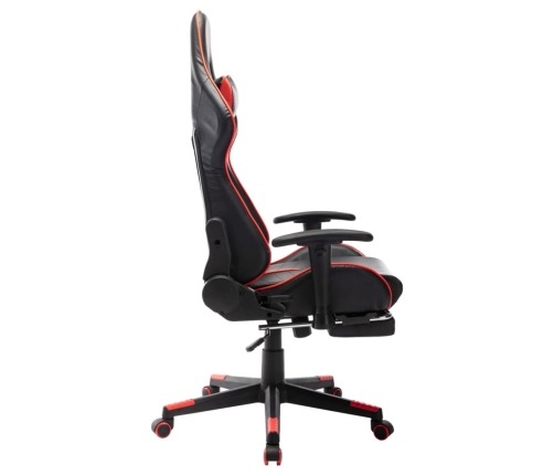 Silla de gaming con reposapiés cuero sintético negro y rojo