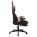 Silla de gaming con reposapiés cuero sintético negro y rojo