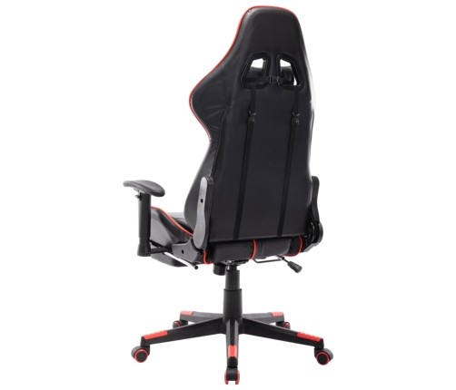 Silla de gaming con reposapiés cuero sintético negro y rojo