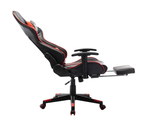 Silla de gaming con reposapiés cuero sintético negro y rojo