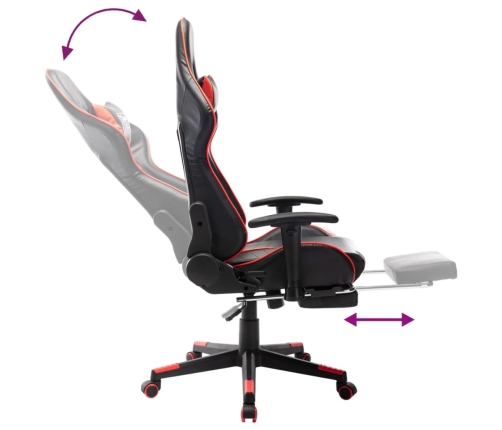 Silla de gaming con reposapiés cuero sintético negro y rojo