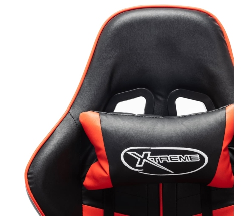 Silla de gaming con reposapiés cuero sintético negro y rojo