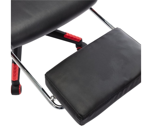 Silla de gaming con reposapiés cuero sintético negro y rojo