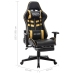 Silla de gaming con reposapiés cuero sintético negro y dorado