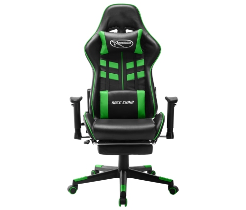 Silla de gaming con reposapiés cuero sintético negro y verde