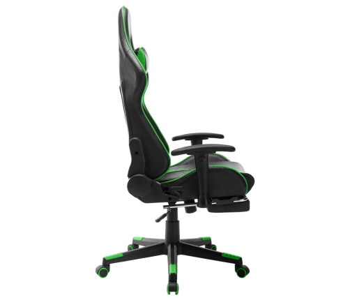 Silla de gaming con reposapiés cuero sintético negro y verde