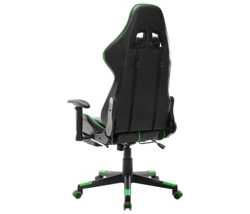 Silla de gaming con reposapiés cuero sintético negro y verde