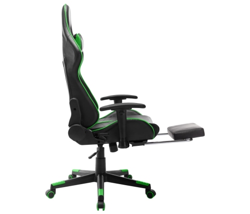 Silla de gaming con reposapiés cuero sintético negro y verde