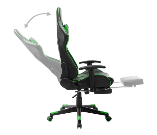 Silla de gaming con reposapiés cuero sintético negro y verde