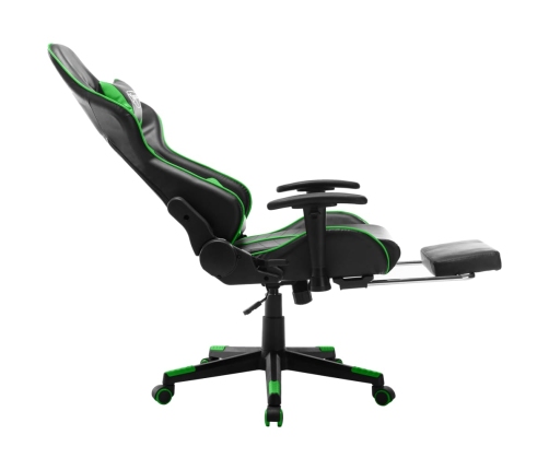 Silla de gaming con reposapiés cuero sintético negro y verde