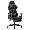 Silla de gaming con reposapiés cuero sintético negro y gris