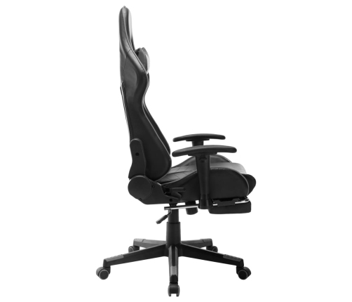 Silla de gaming con reposapiés cuero sintético negro y gris