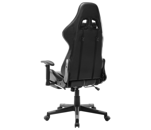 Silla de gaming con reposapiés cuero sintético negro y gris