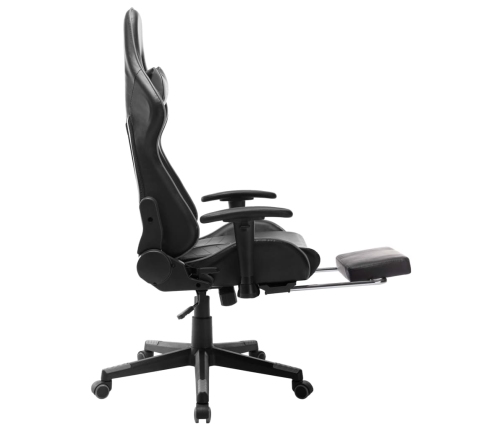 Silla de gaming con reposapiés cuero sintético negro y gris