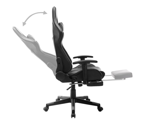 Silla de gaming con reposapiés cuero sintético negro y gris