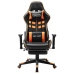 Silla de gaming con reposapiés cuero sintético negro y naranja