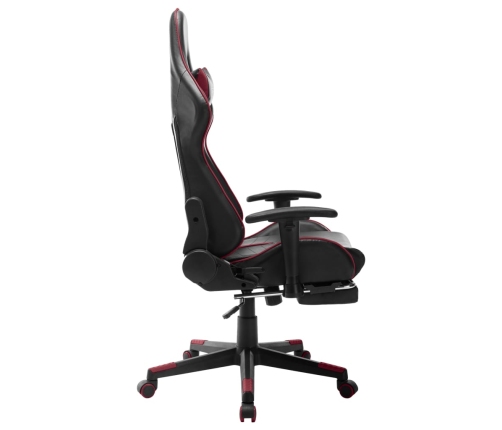 Silla de gaming reposapiés cuero sintético negro y rojo tinto