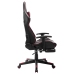 Silla de gaming reposapiés cuero sintético negro y rojo tinto