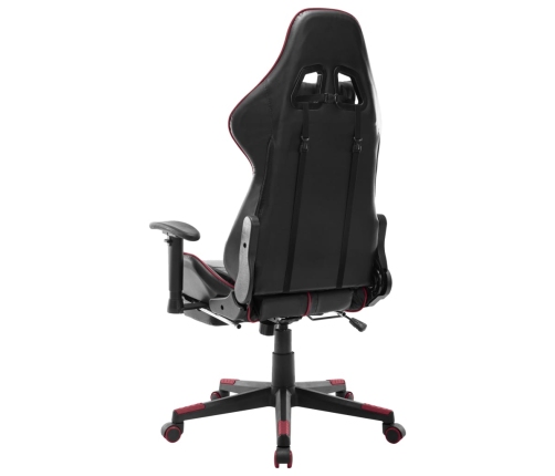 Silla de gaming reposapiés cuero sintético negro y rojo tinto