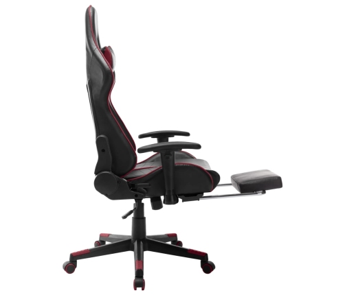 Silla de gaming reposapiés cuero sintético negro y rojo tinto