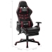 Silla de gaming reposapiés cuero sintético negro y rojo tinto