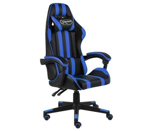 Silla gaming de cuero sintético negro y azul