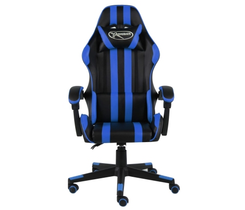 Silla gaming de cuero sintético negro y azul