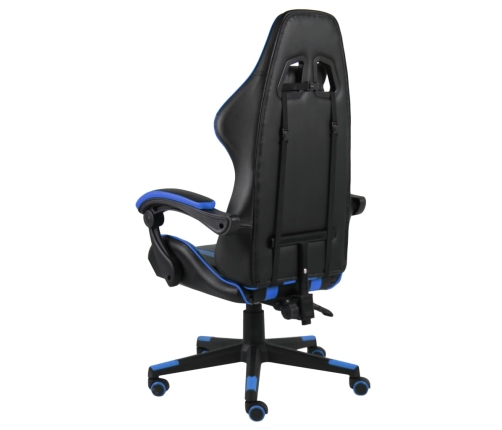 Silla gaming de cuero sintético negro y azul