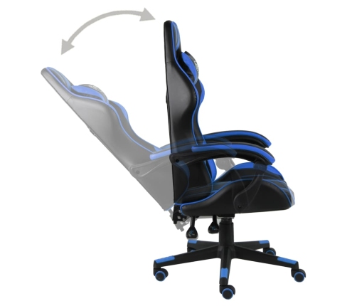 Silla gaming de cuero sintético negro y azul