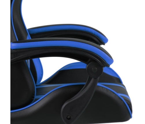 Silla gaming de cuero sintético negro y azul