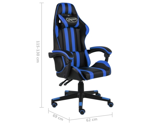 Silla gaming de cuero sintético negro y azul