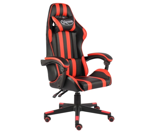 Silla gaming de cuero sintético negro y rojo