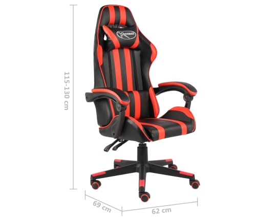 Silla gaming de cuero sintético negro y rojo