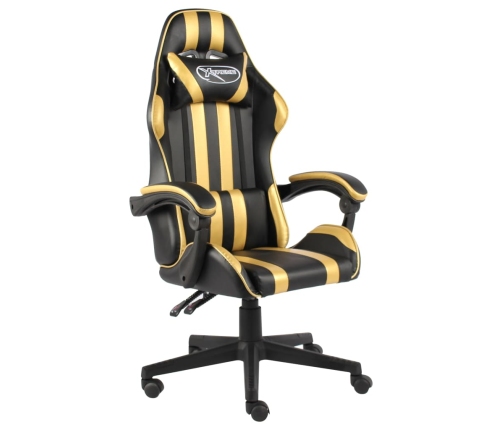 Silla gaming de cuero sintético negro y dorado