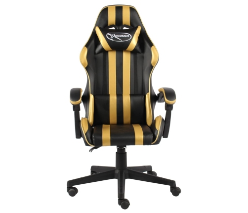 Silla gaming de cuero sintético negro y dorado