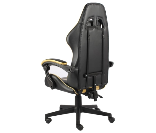 Silla gaming de cuero sintético negro y dorado