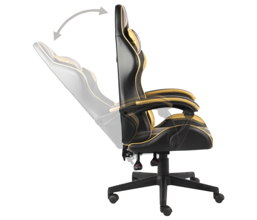 Silla gaming de cuero sintético negro y dorado