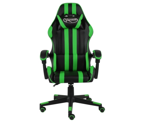 Silla gaming de cuero sintético negro y verde